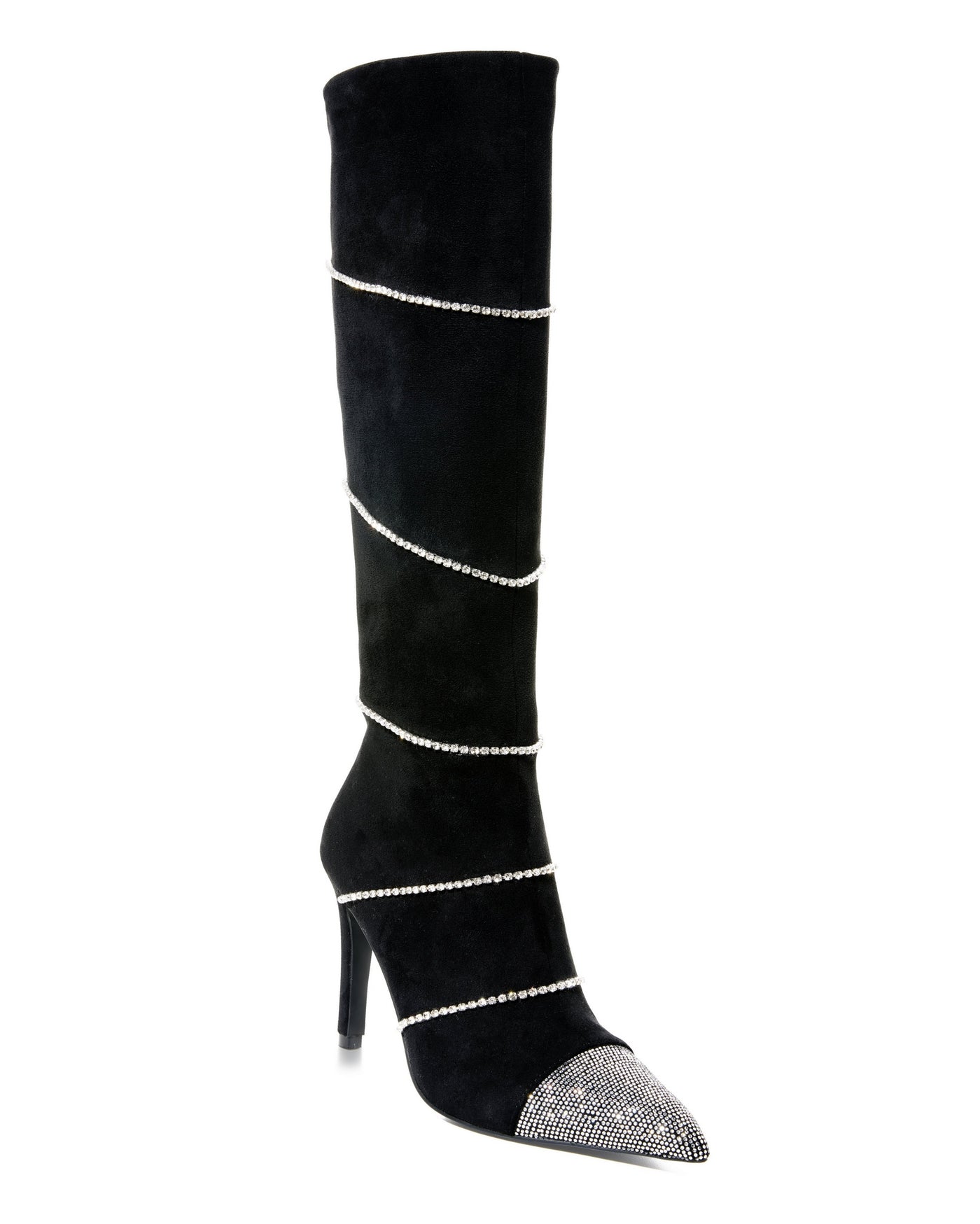 Crystal Wrap Heeled Boot Black