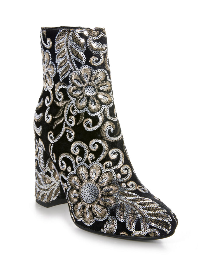 Sequin Velvet Bootie Black Multi