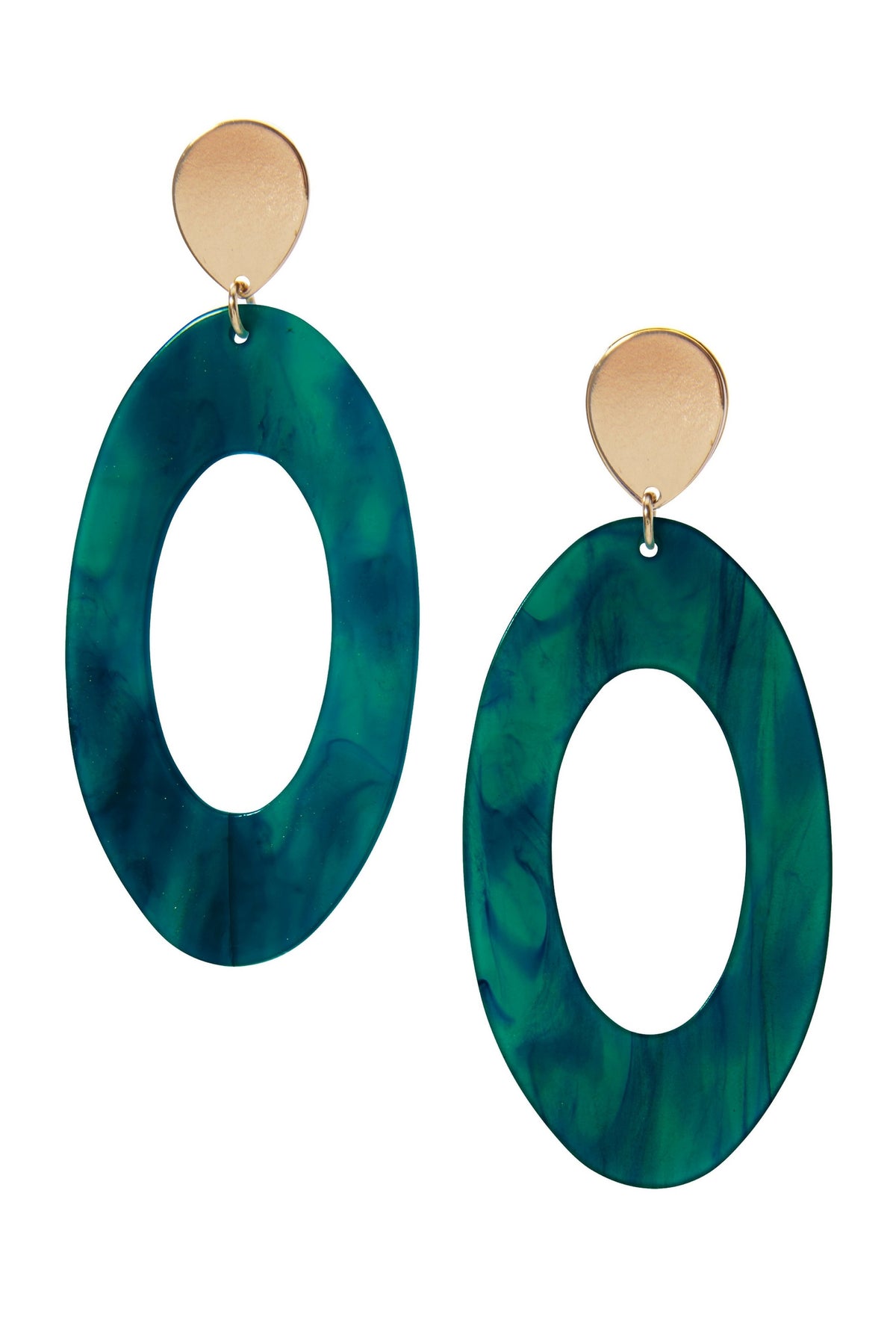 Resin and Gold Earring Blue/Gold
