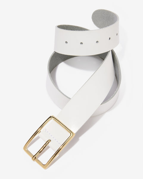 Modern Classic Leather Belt - White | Boston Proper