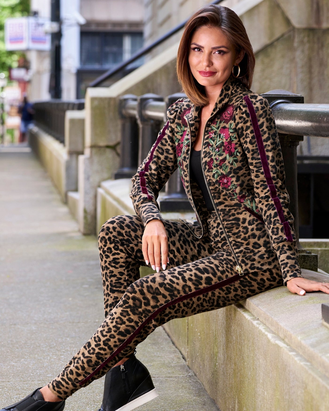 Cheetah Rose French Terry Set Black Multi