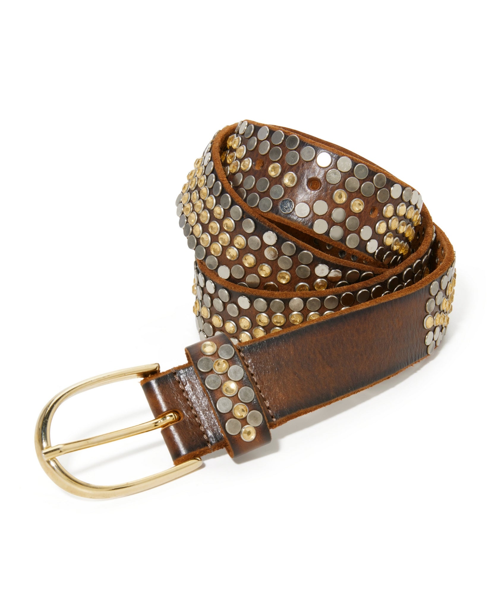 Buckle Braided Leather Studded Brown Belt Brown Braided Leather Belt Buckle – Brooklyn Buckles main image 2