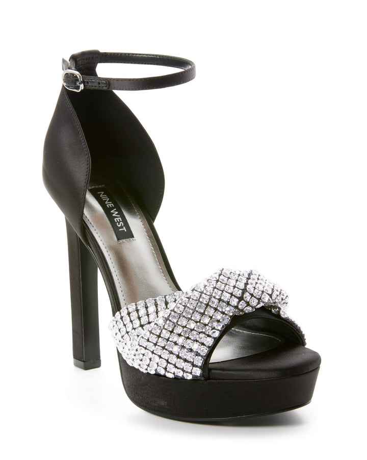 Rhinestone Embellished Platform Heel Black