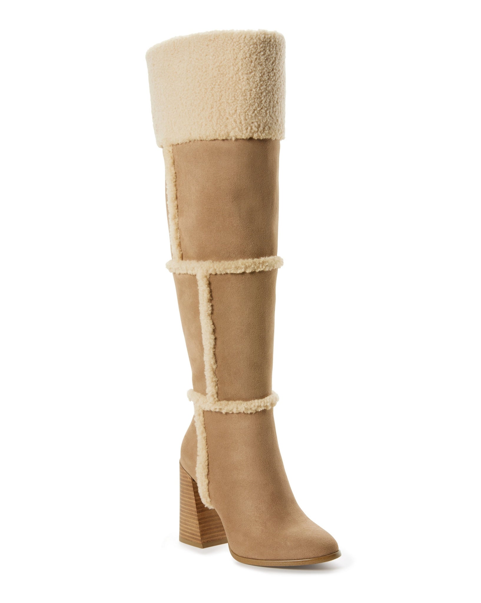 ロングブーツ 604SERVICE PIERCED THIGH-HIGH SUEDE SHEARLING HEELED BOOTS PIERCED THIGH-HIGH SUEDE SHEARLING HEELED BOOTS : 604SERVICE