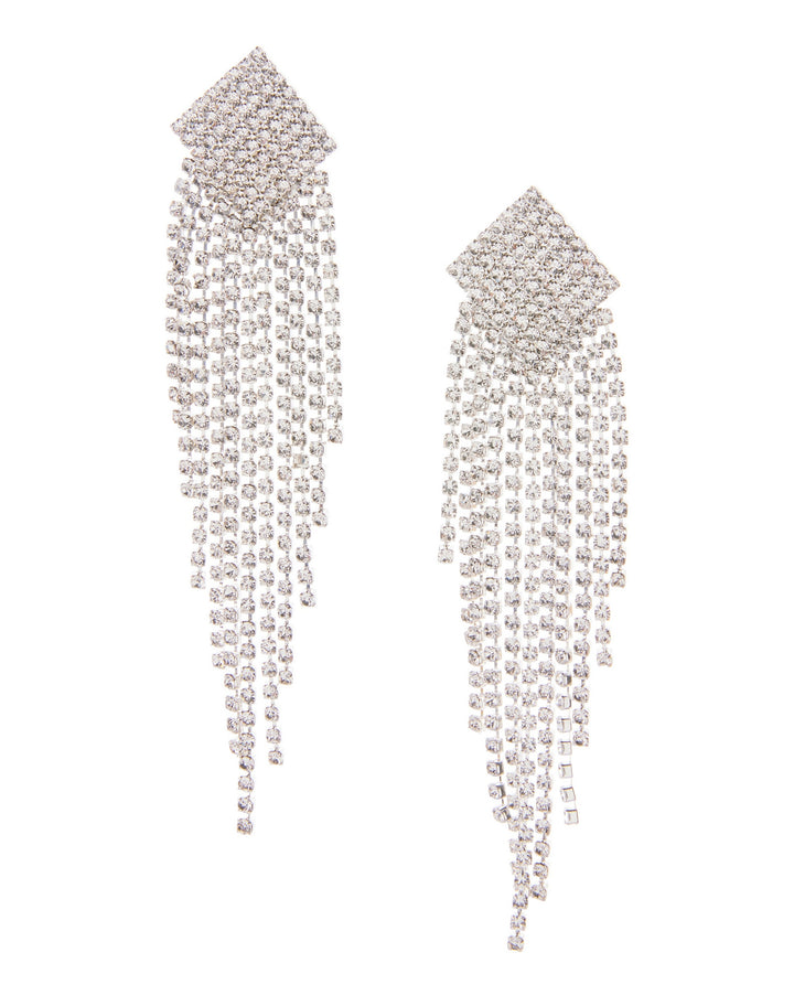 Rhinestone Fringe Earring Silver