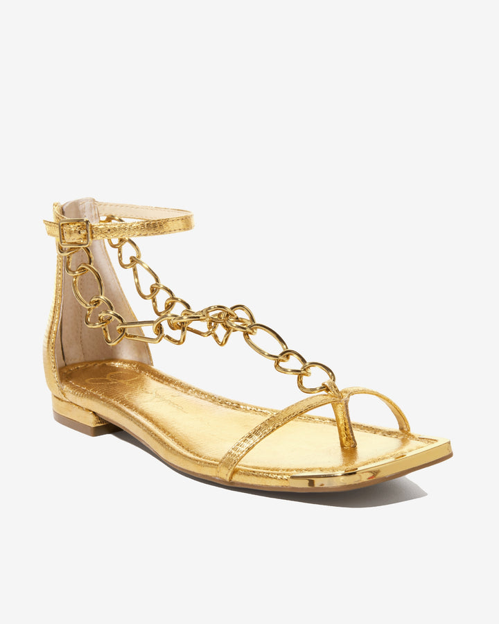 Chain Ankle Strap Sandal Gold