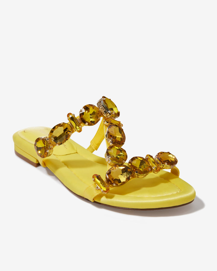 Oversized Gem Embellished Sandal Yellow