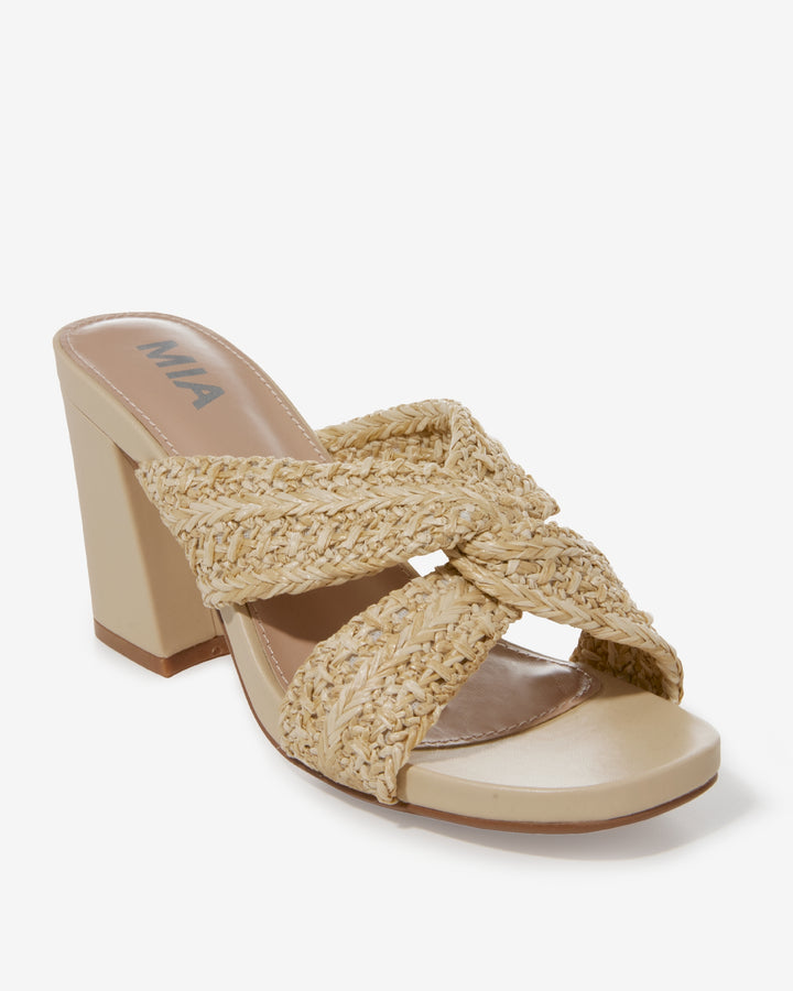Raffia Twist Block Heel Natural