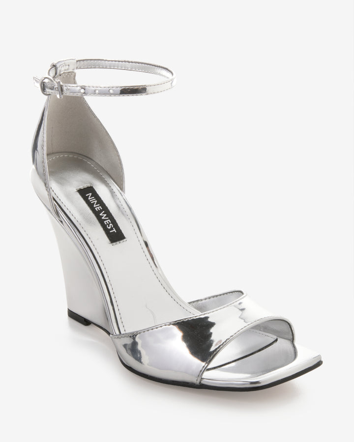 Ankle Strap Wedge Silver