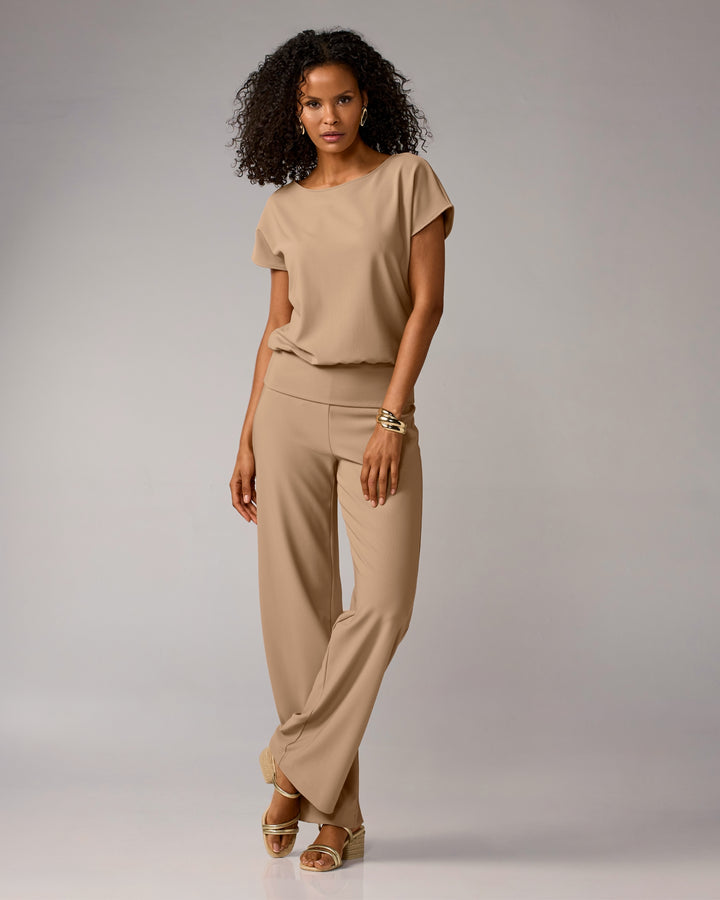 Beyond Travel High Rise Palazzo Pant Natural