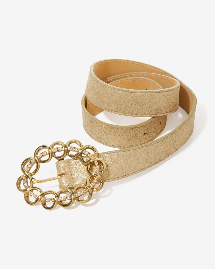 Twist Rhinestone Buckle Belt Gold