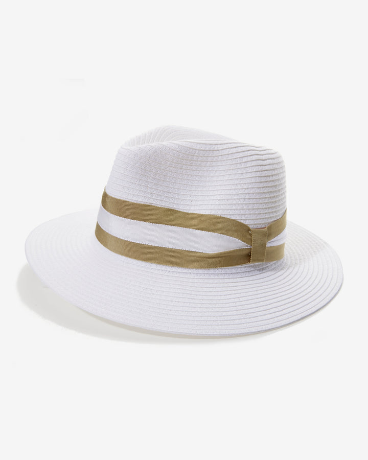 Fedora Straw Hat White/Taupe
