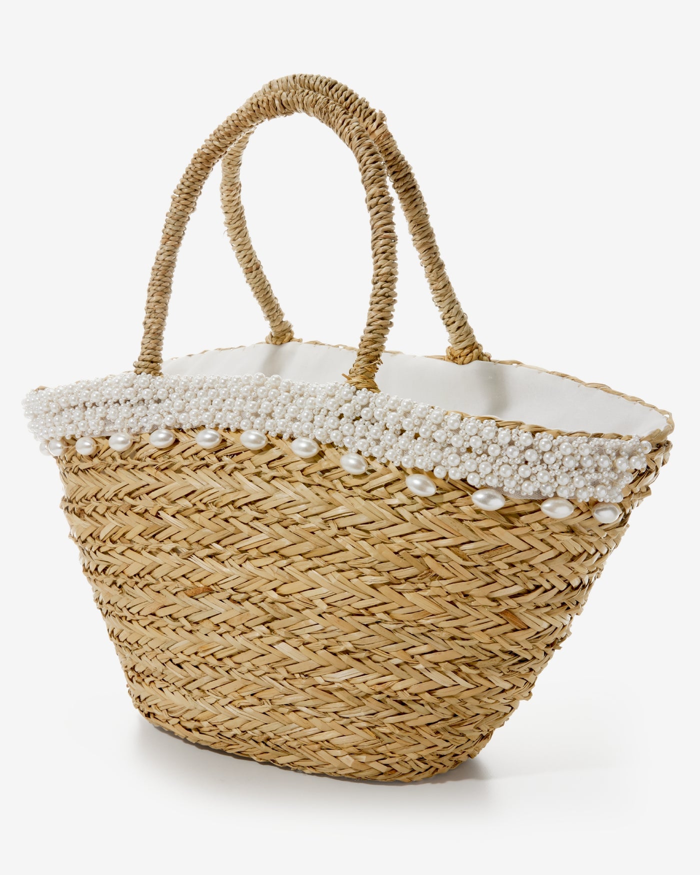 Pearl Straw Handbag Natural/White