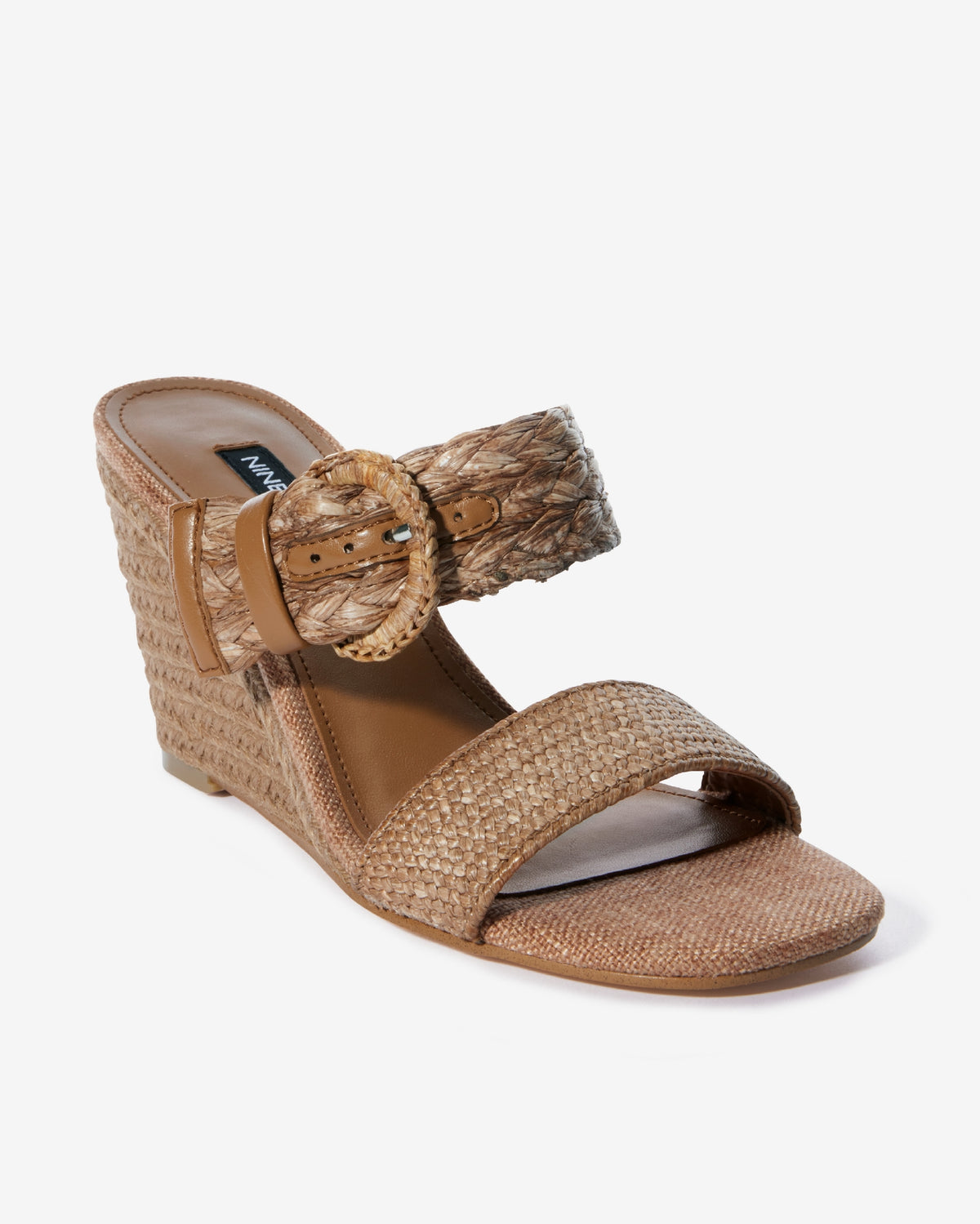Raffia Buckle Detail Wedge Tan