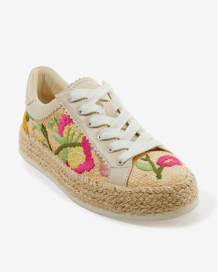 Embroidered Raffia Sneaker Multi