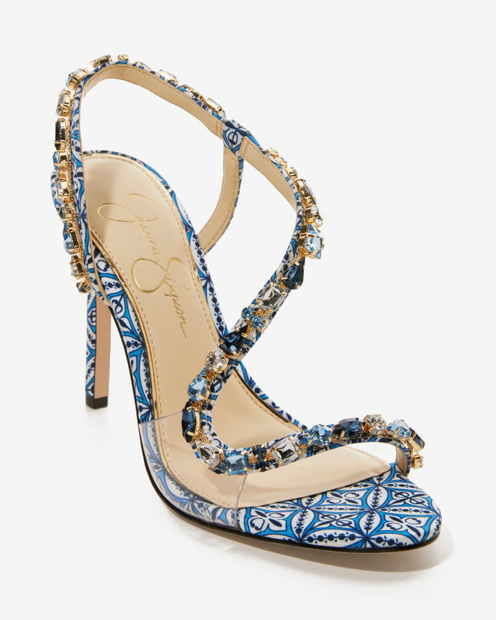 Printed Embellished Heel Blue Multi