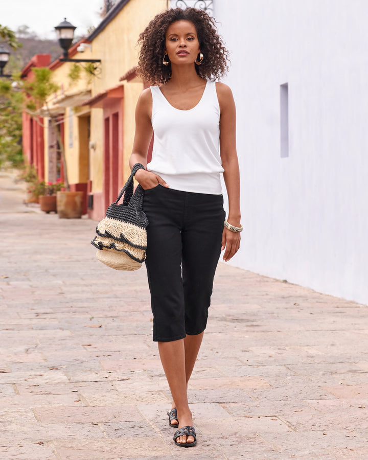 Hampton Pull On Pedal Pusher Black