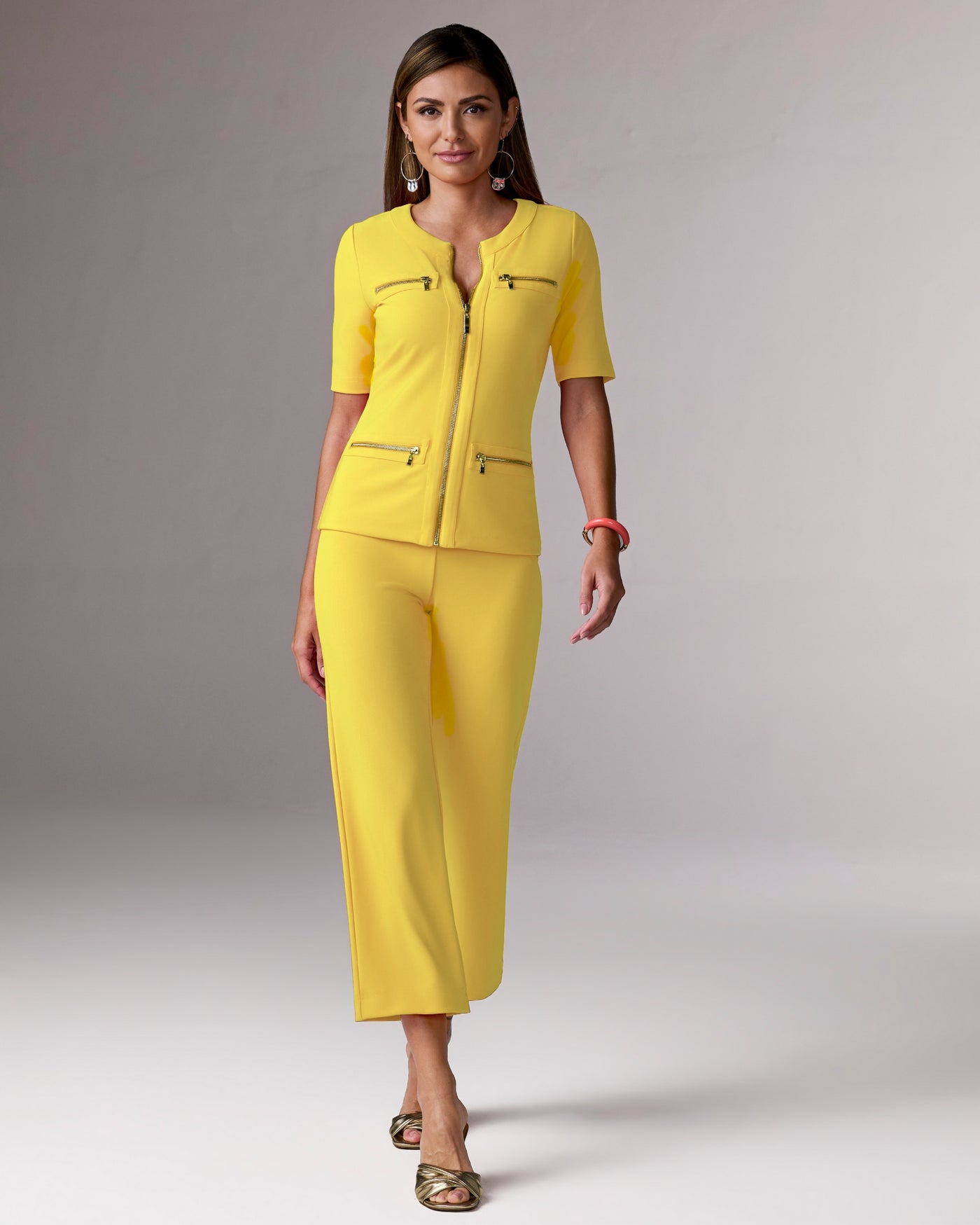 Beyond Travel Cropped Chic Coordinates Lemon Drop