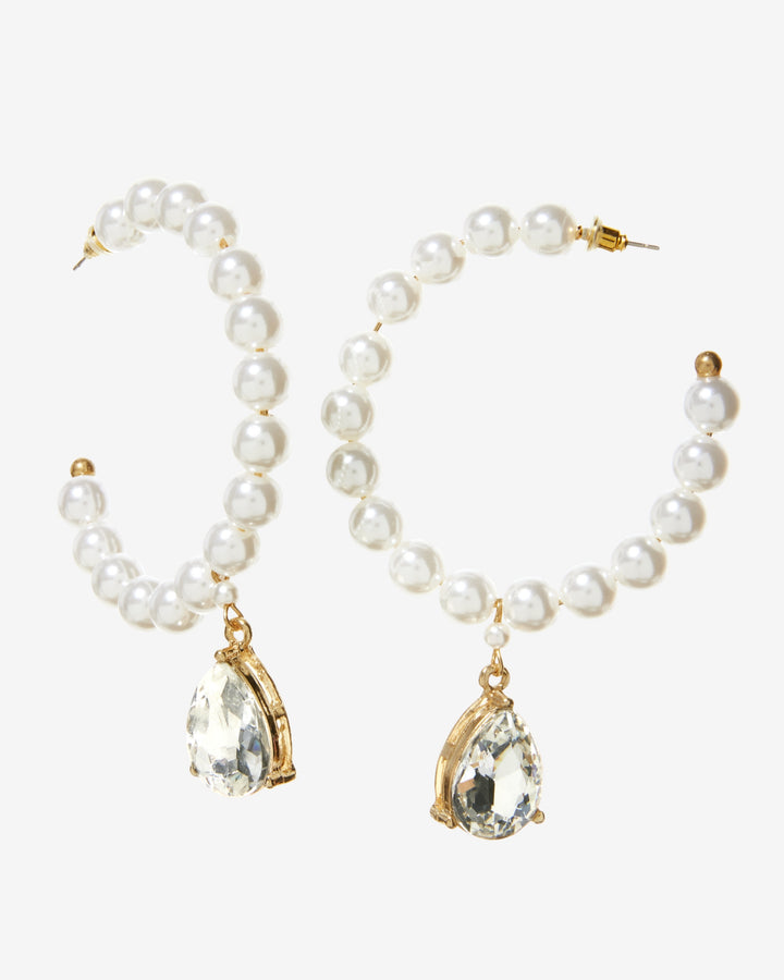 Pearl Gem Hoop Earring White
