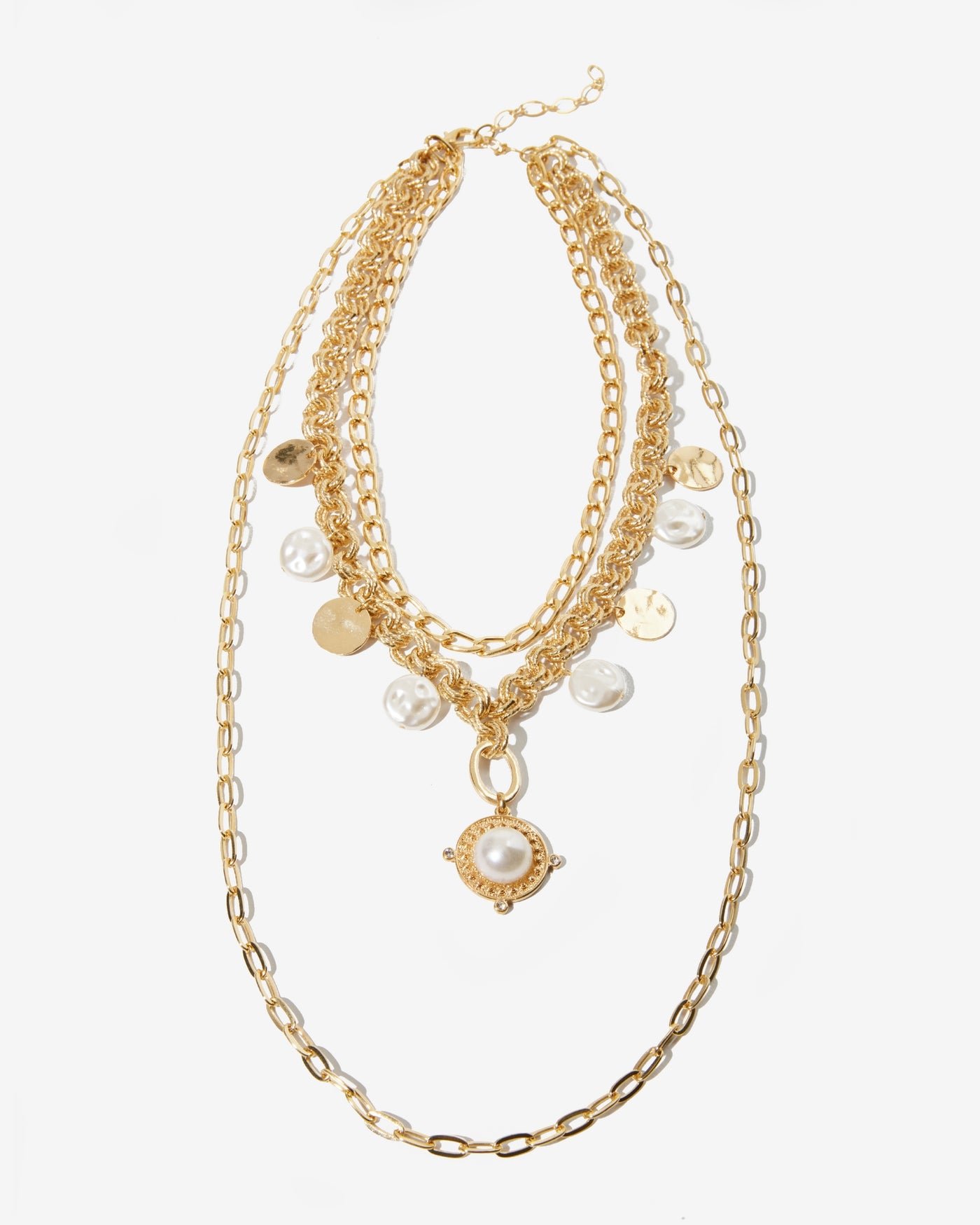 Layered Statement Pearl Necklace Gold