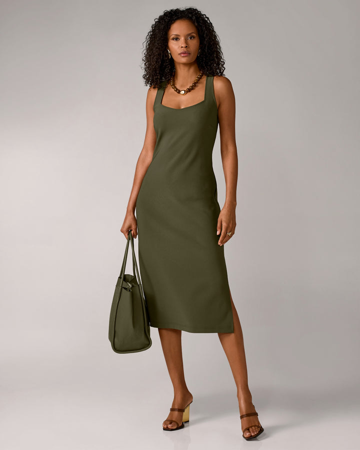 Beyond Travel Sweetheart Neckline Midi Dress Olive Night