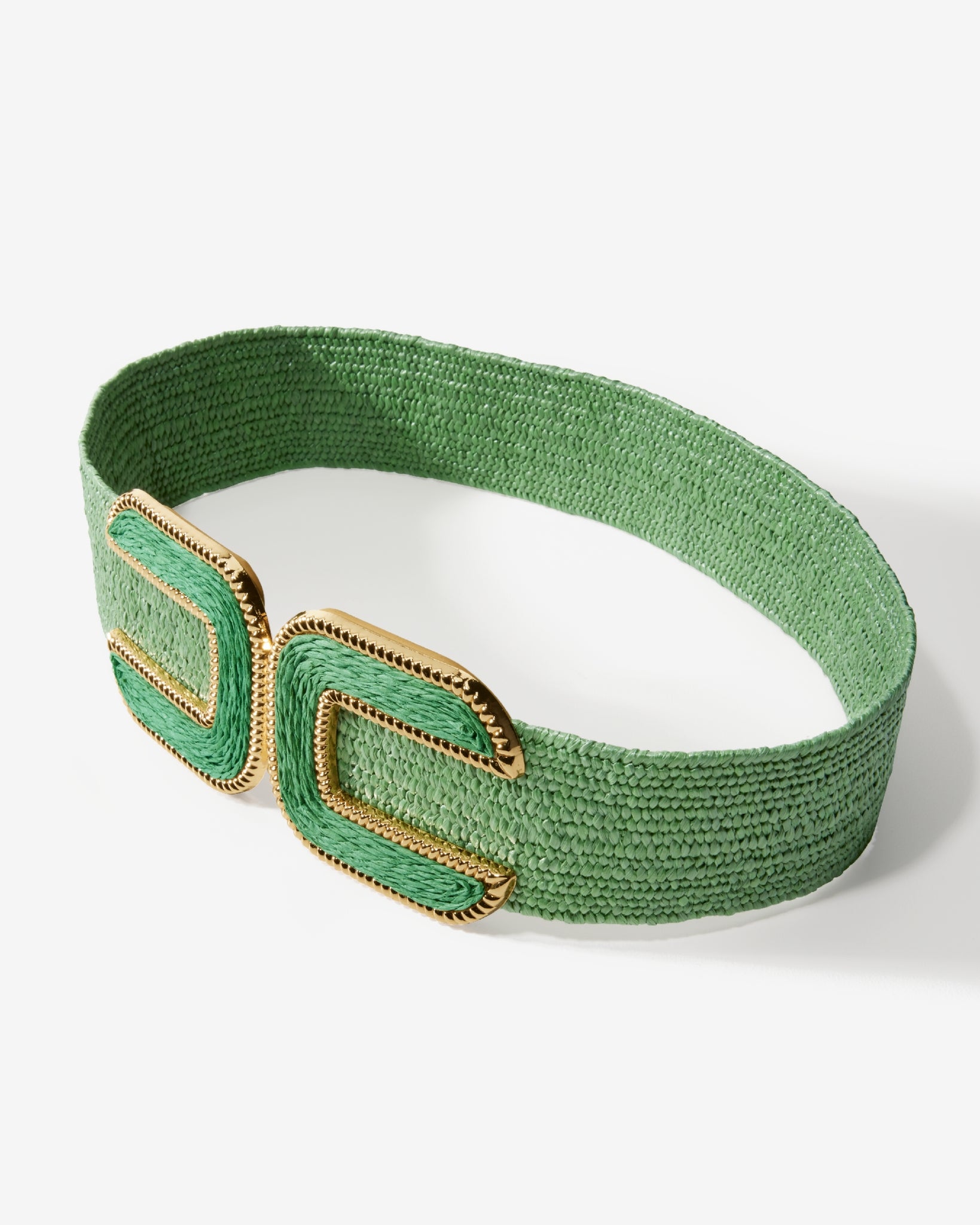 Gold Hardware Raffia Elastic Belt - Bottle Green | Boston Proper Gold Hardware Raffia Elastic Belt - Bottle Green | Boston Proper