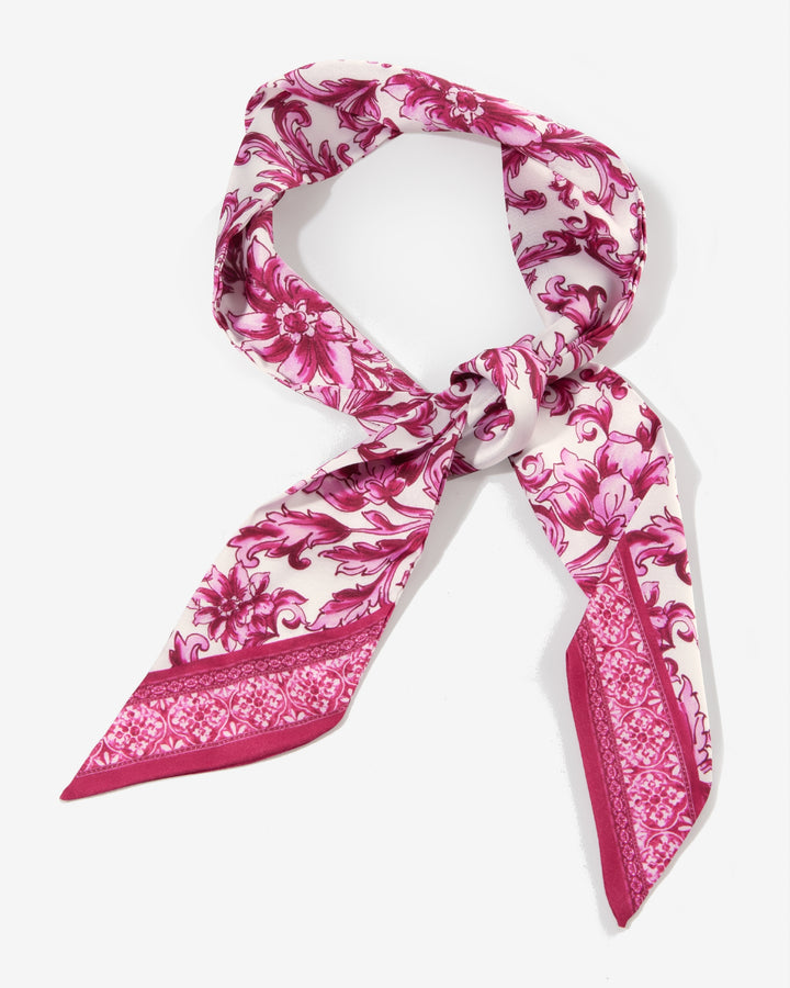 Status Border Print Scarf Pink Multi