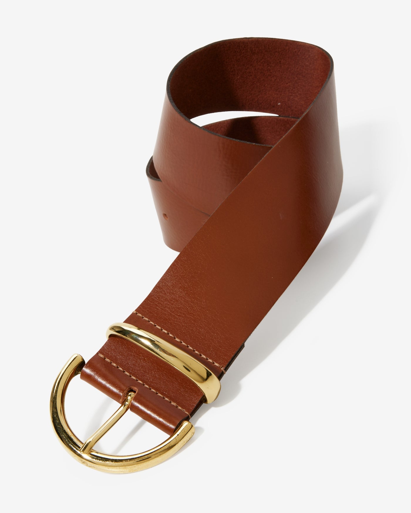 Wide Waist Leather Belt Brown