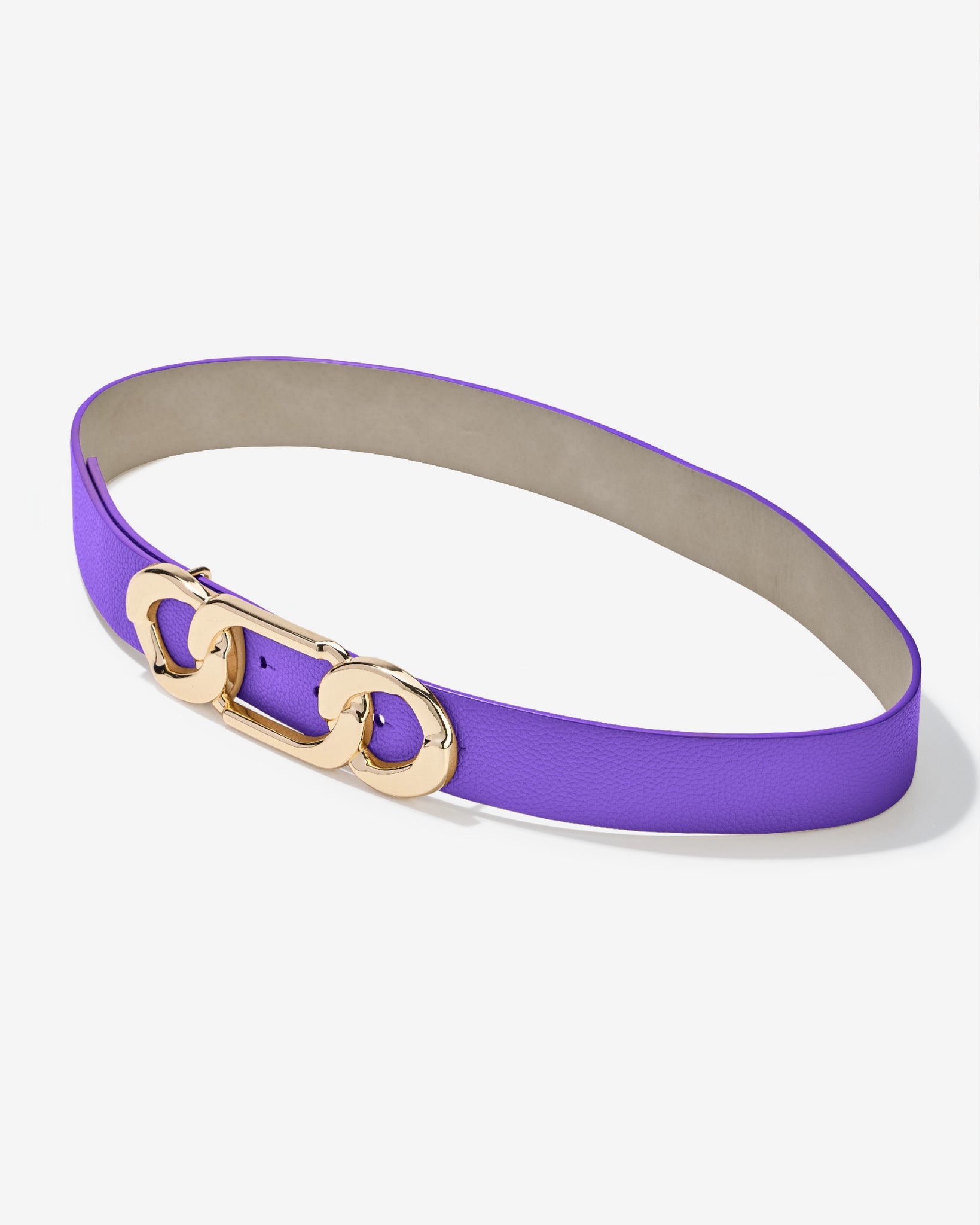 Gold Chain Link Buckle Belt - Purple | Boston Proper display picture 1