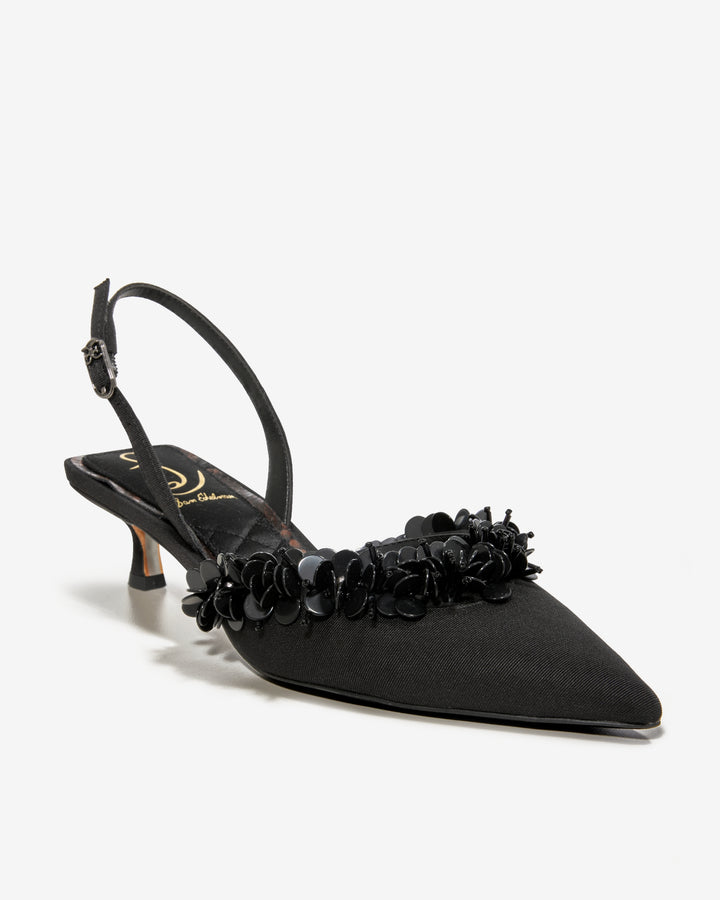 Embellished Slingback Kitten Heel Black
