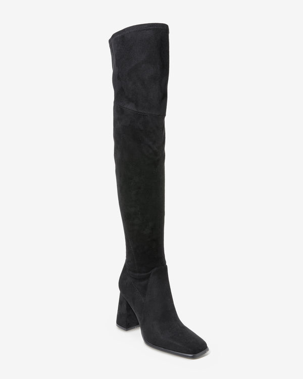 Over the Knee Square Toe Boot Black