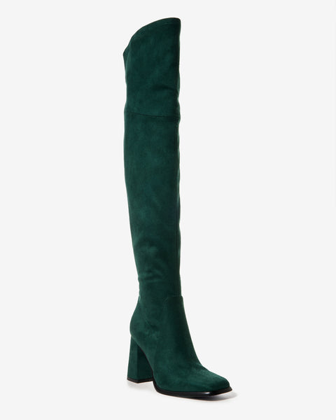 Over the Knee Square Toe Boot Emerald – Boston Proper