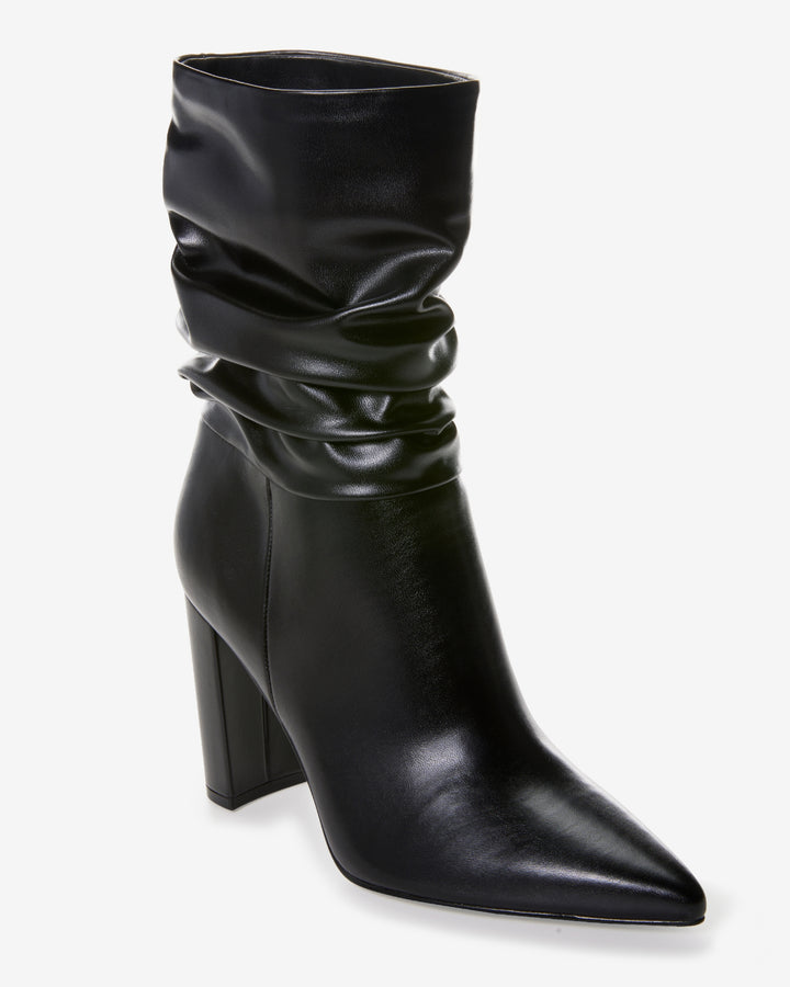 Slouchy Block Heel Boot Black