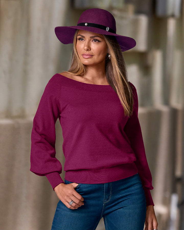 Lightweight Slouchy Sweater Cabernet
