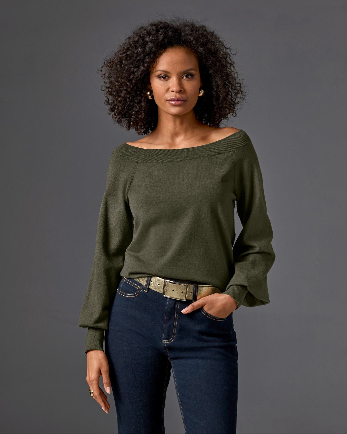 Lightweight Slouchy Sweater Olive Night