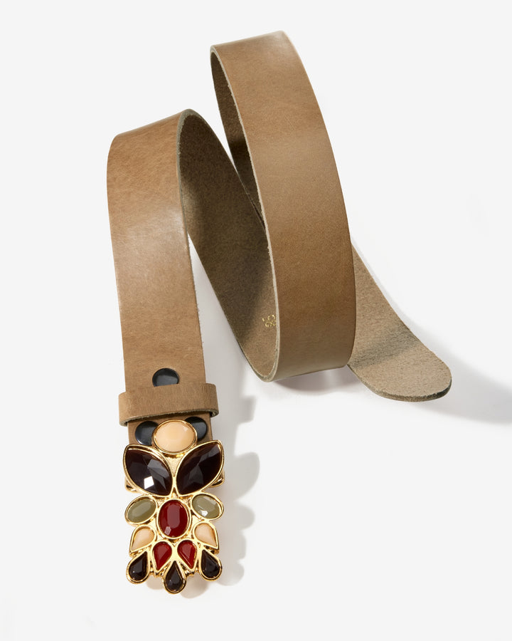 Catania Multi-Colored Gem Buckle Belt Mushroom