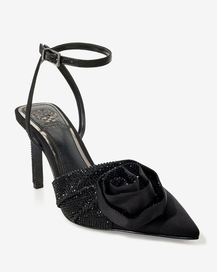 Rhinestone Rosette Heel Black