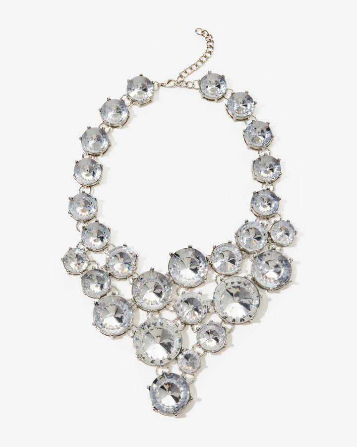 Gem Statement Necklace Silver