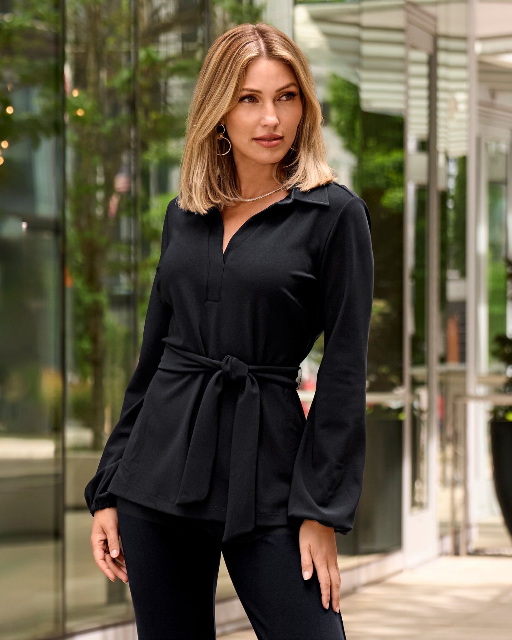 トップス Andequal drawstring tie tunic BLUE トップス Andequal drawstring tie tunic BLUE Solid Denim Cotton Two