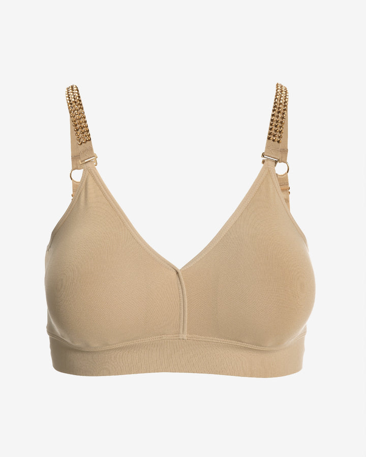 Grande Crystal Plunge Bra Strap It Champagne