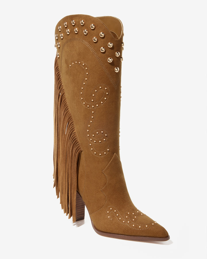 Fringe Studded Boot Tan