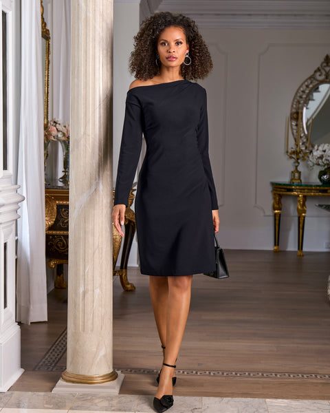 Beyond Travel Asymmetrical Dress - Jet Black | Boston Proper Beyond Travel Asymmetrical Dress - Jet Black | Boston Proper