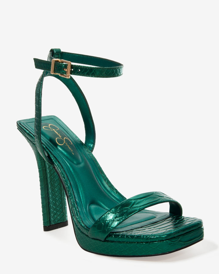 Metallic Python Heel Emerald