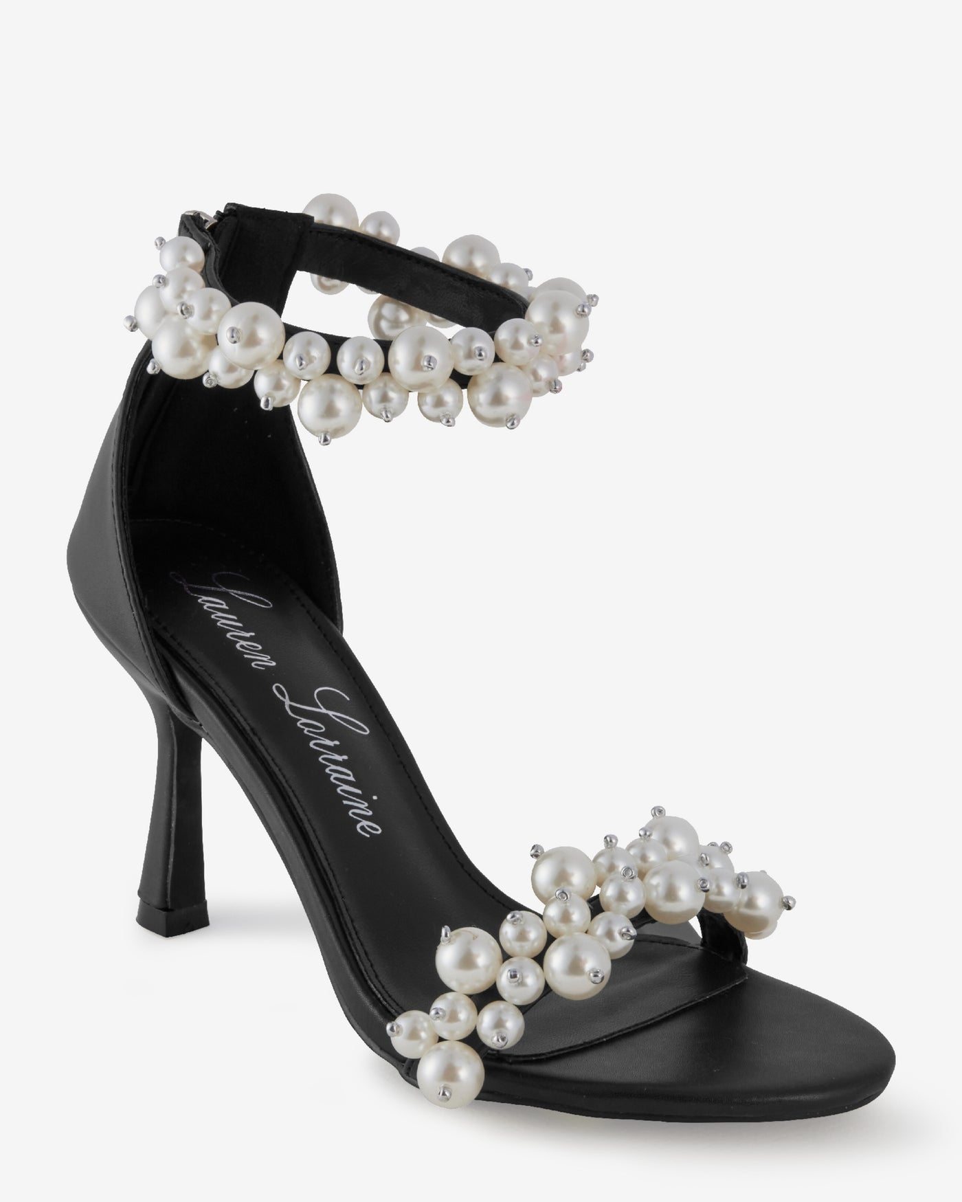 Pearl Ankle Strap Heel Black