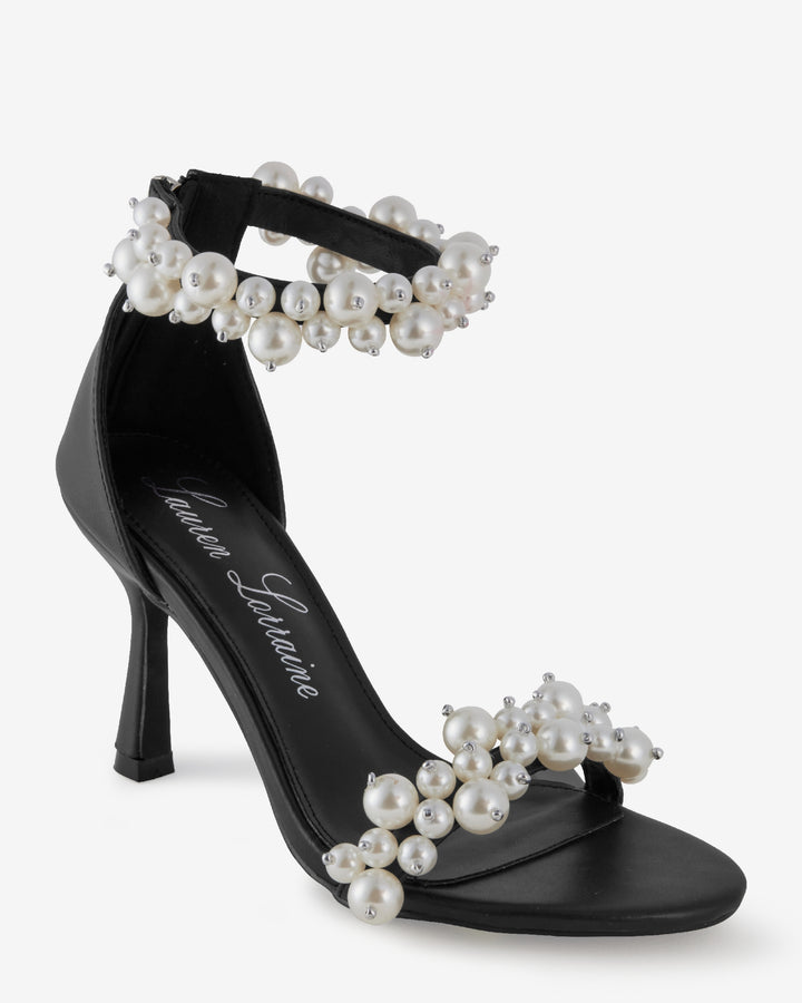 Pearl Ankle Strap Heel Black