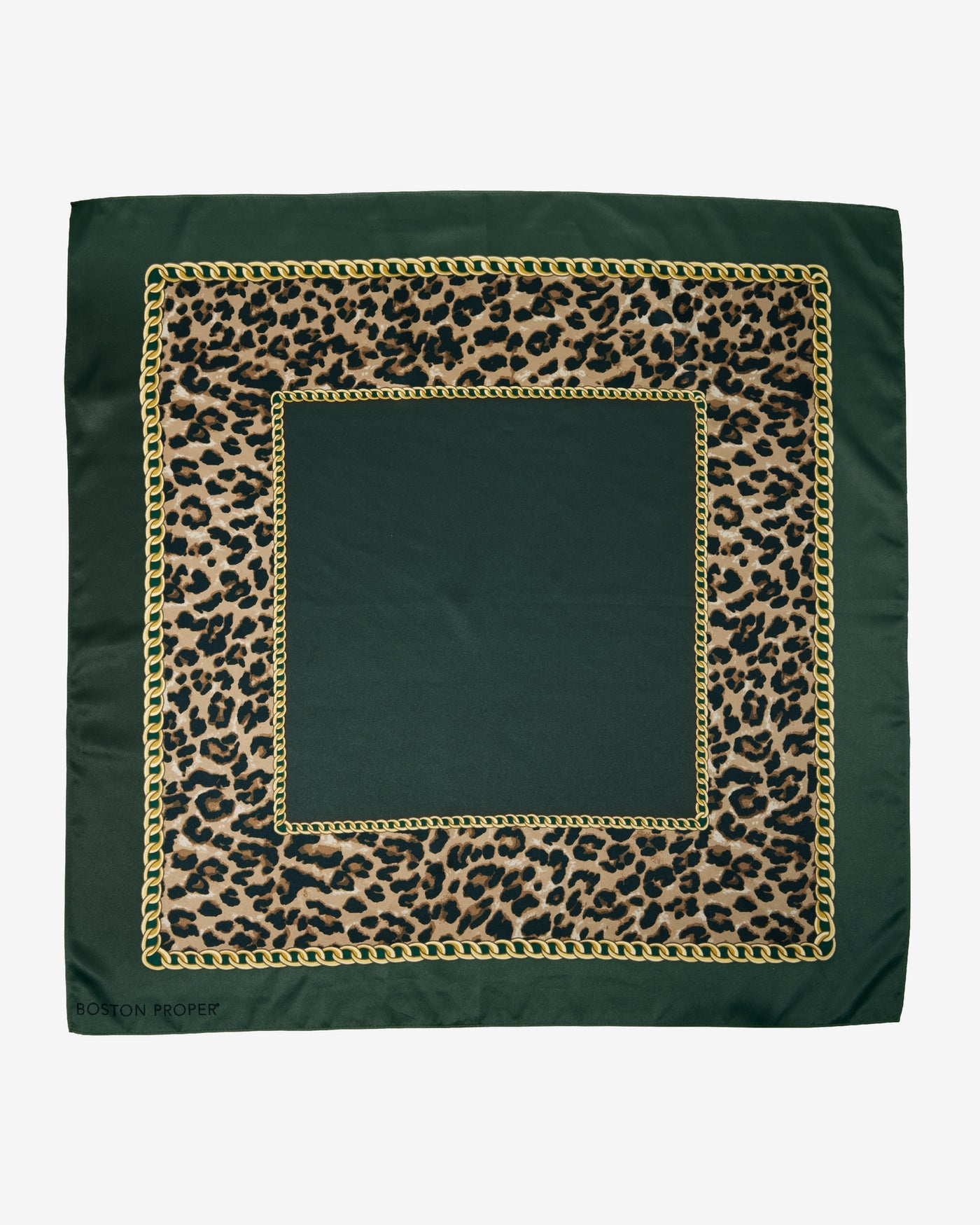 Chain and Cheetah Scarf Emerald Green