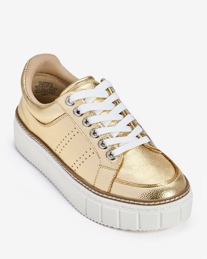 Metallic Lace Up Sneaker Gold