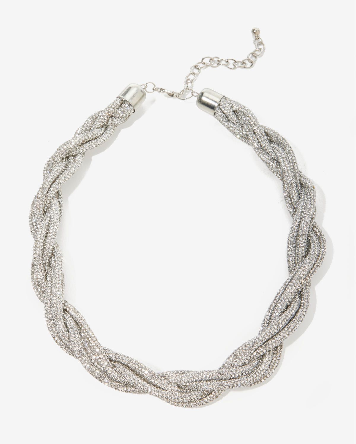 Rhinestone Twist Necklace Silver