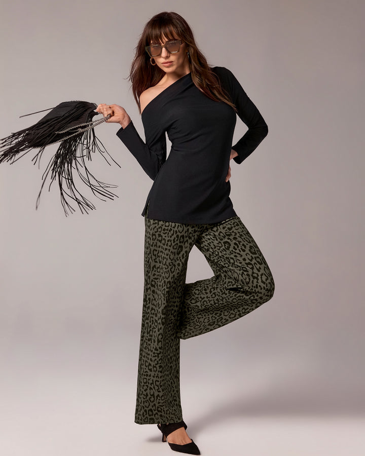 Beyond Travel Print Palazzo Pant Autumn Cheetah
