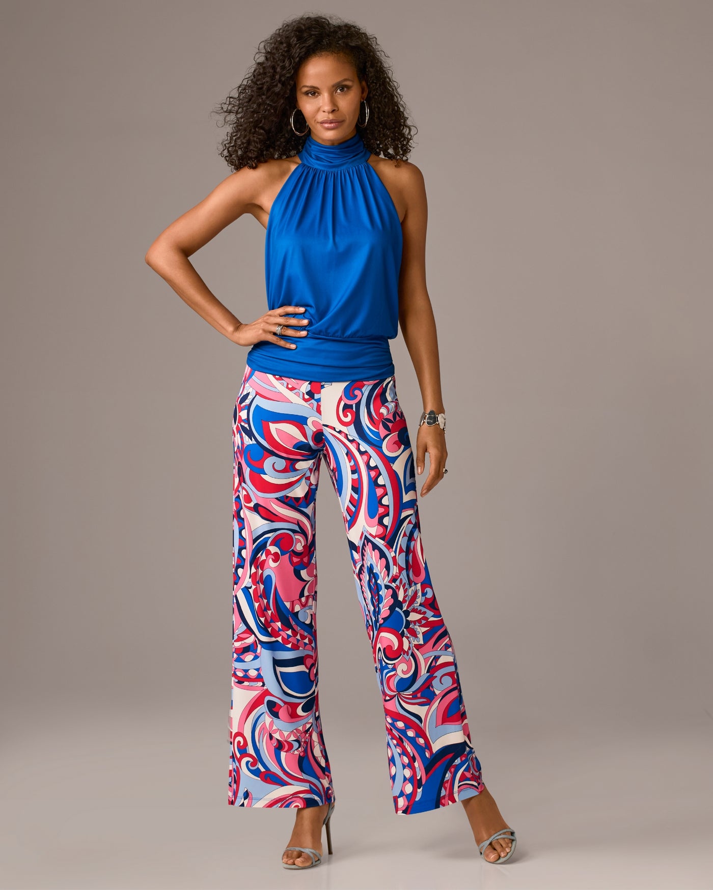 Malibu Print Wide Leg Pant Americana Abstract